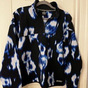 Under Armour Turbo Fleece Black and Blue Patterned Fleece 1/4 Zip Size Medium